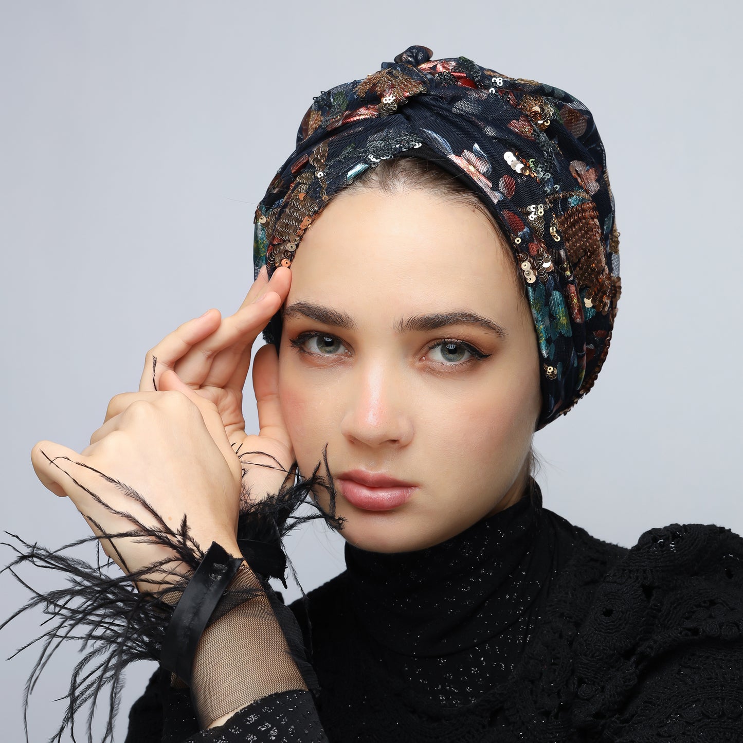 Festive Sequined Turban