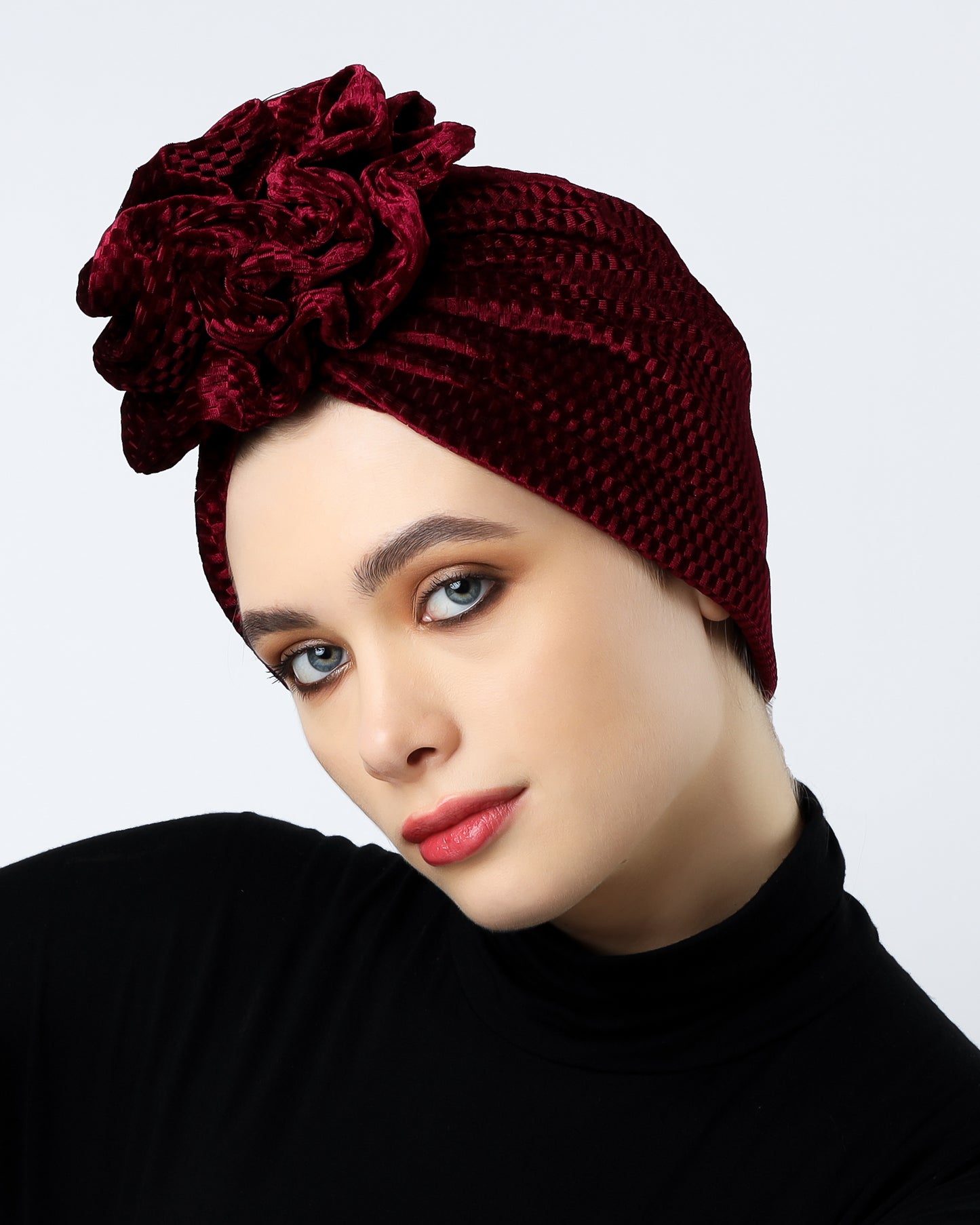 Velvet ruffles turban