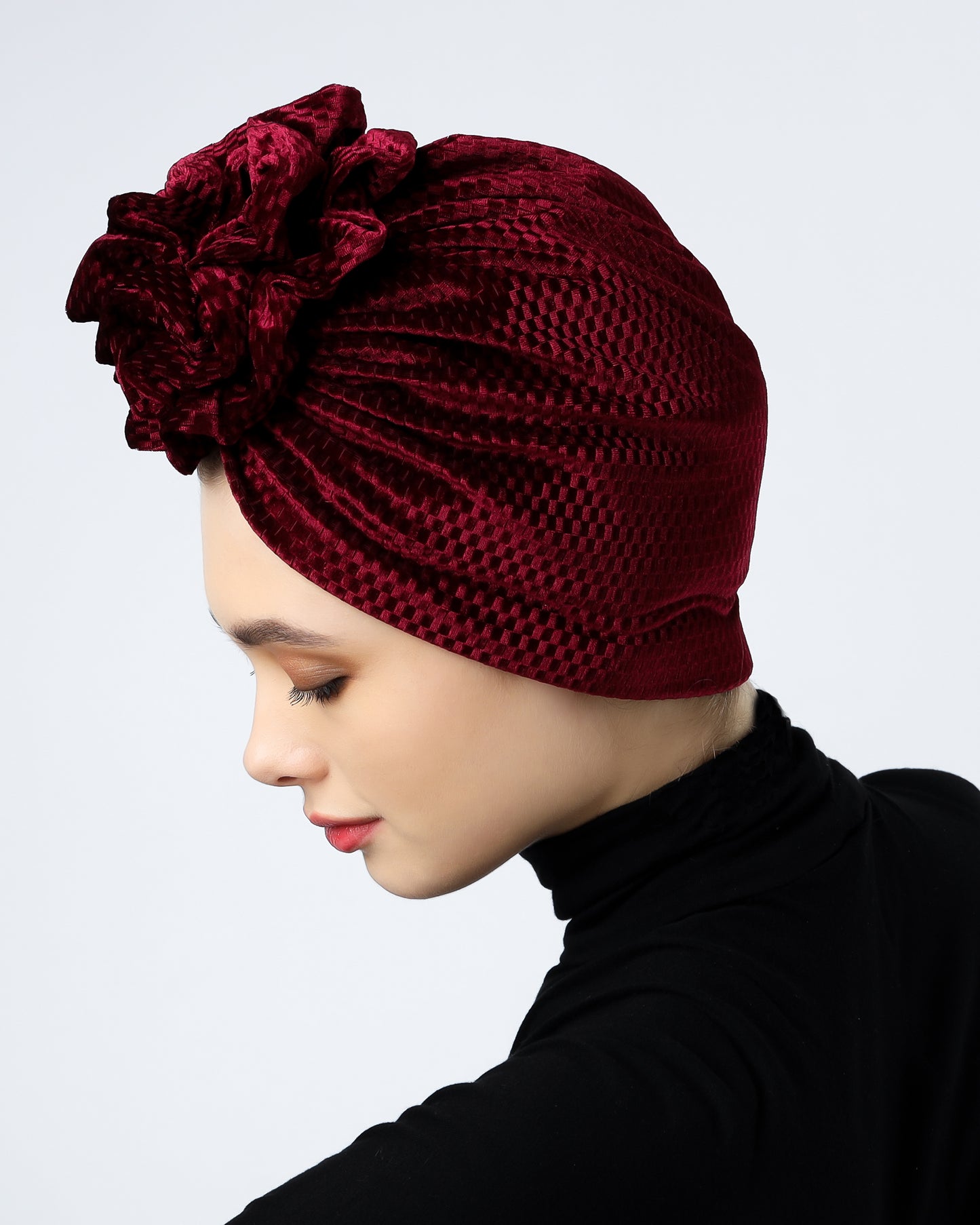 Velvet ruffles turban