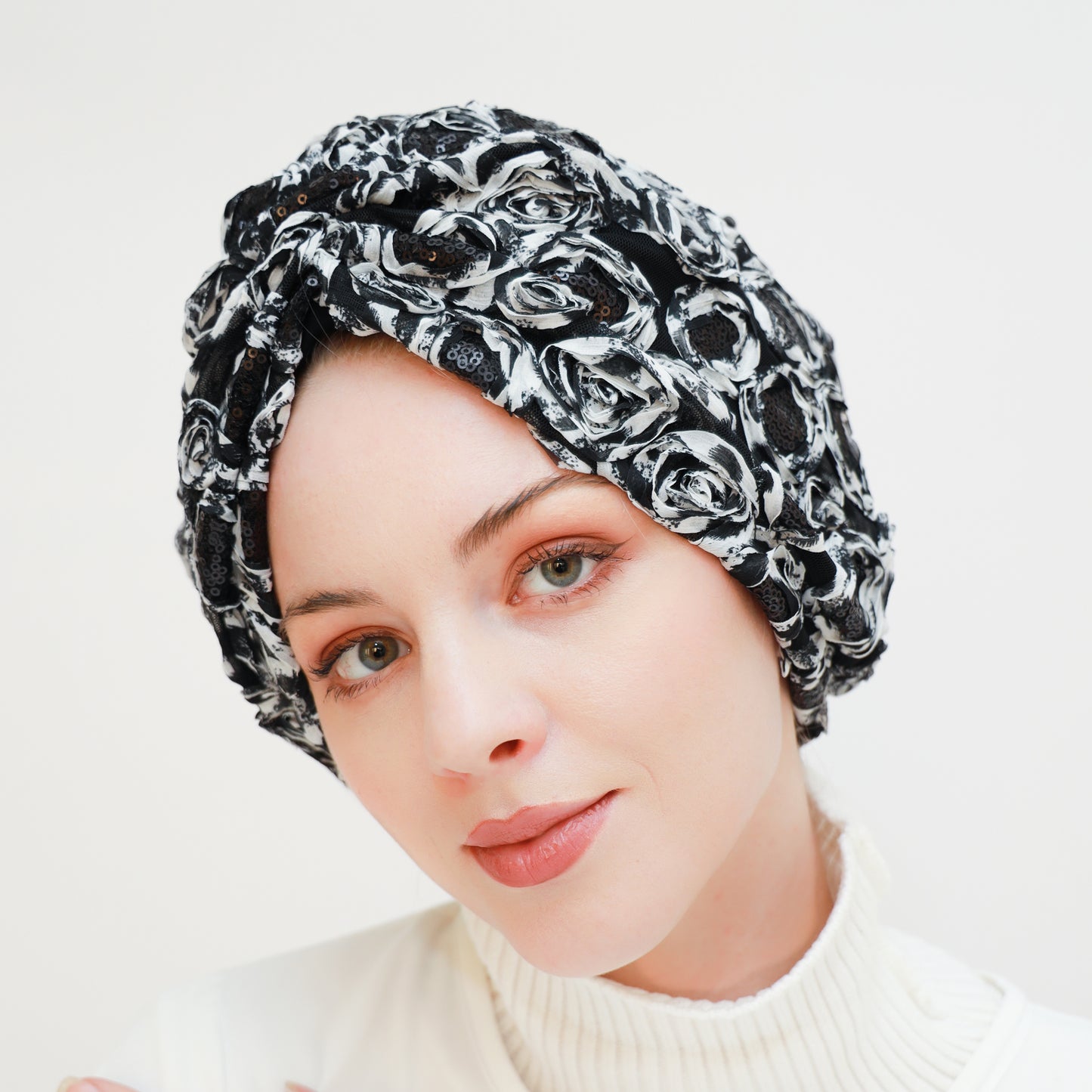 Black & White Sequin Turban